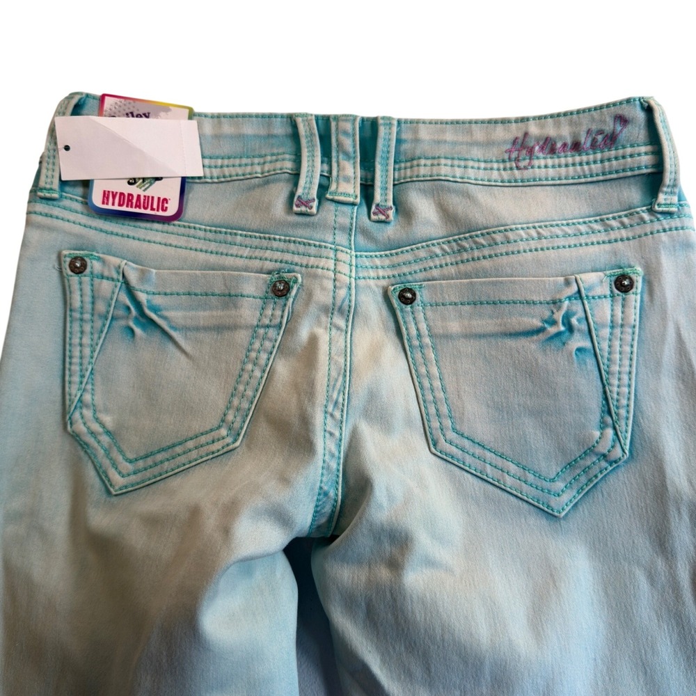 Hydraulic Y2K Skinny Jeans Seafoam Green Acid Wash Stretch Denim NWT Juniors 3/4